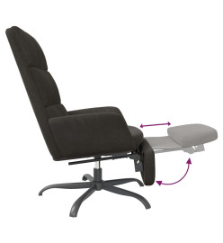 Chaise de relaxation avec repose-pied Noir Velours