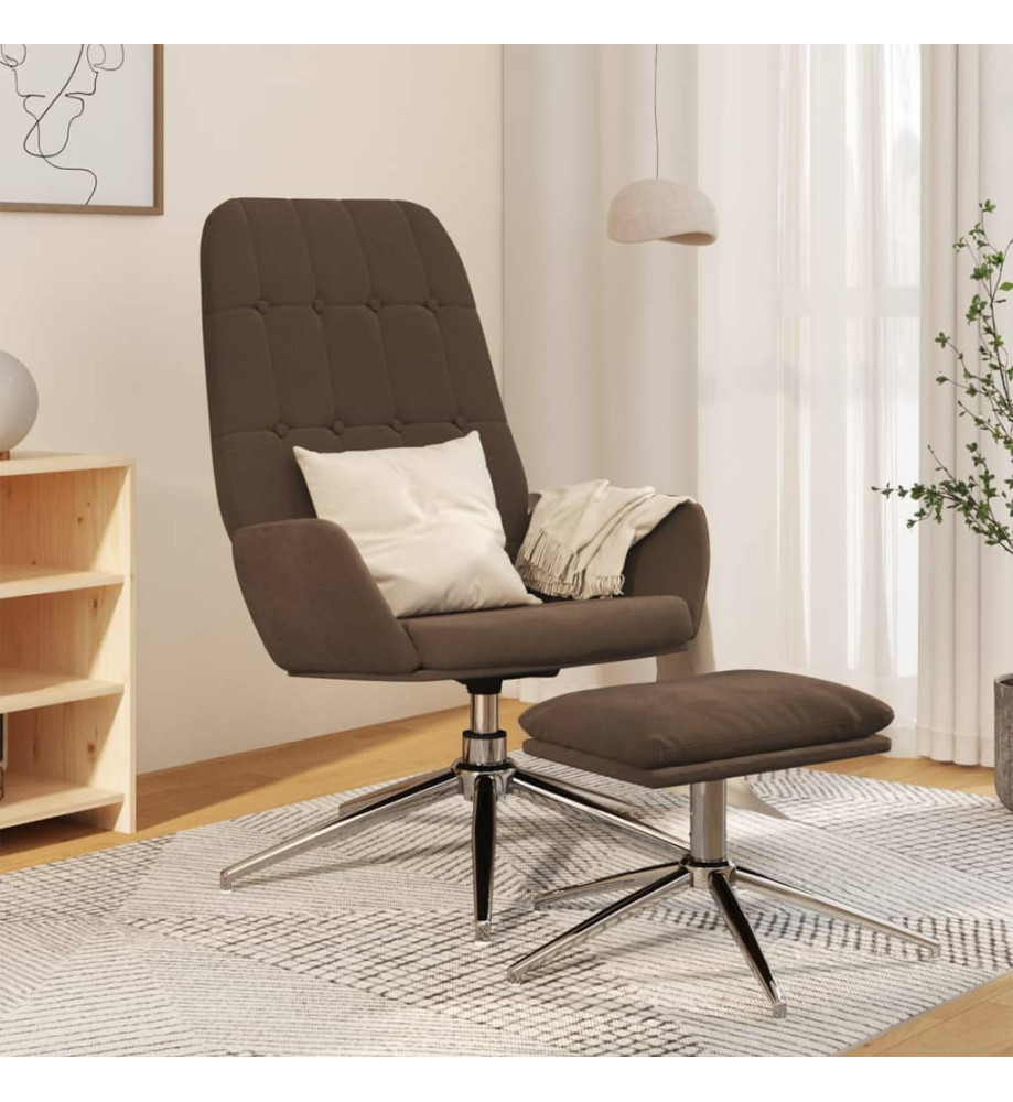 Chaise de relaxation avec repose-pied Marron Tissu microfibre