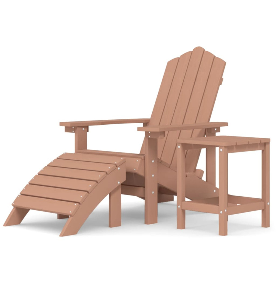 Chaise de jardin Adirondack repose-pied table PEHD Marron