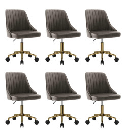 Chaises pivotantes à manger lot de 6 gris foncé velours