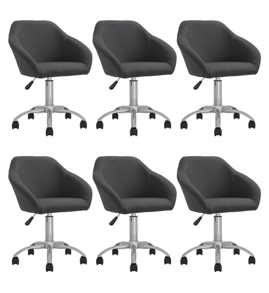 Chaises pivotantes à manger lot de 6 gris foncé tissu