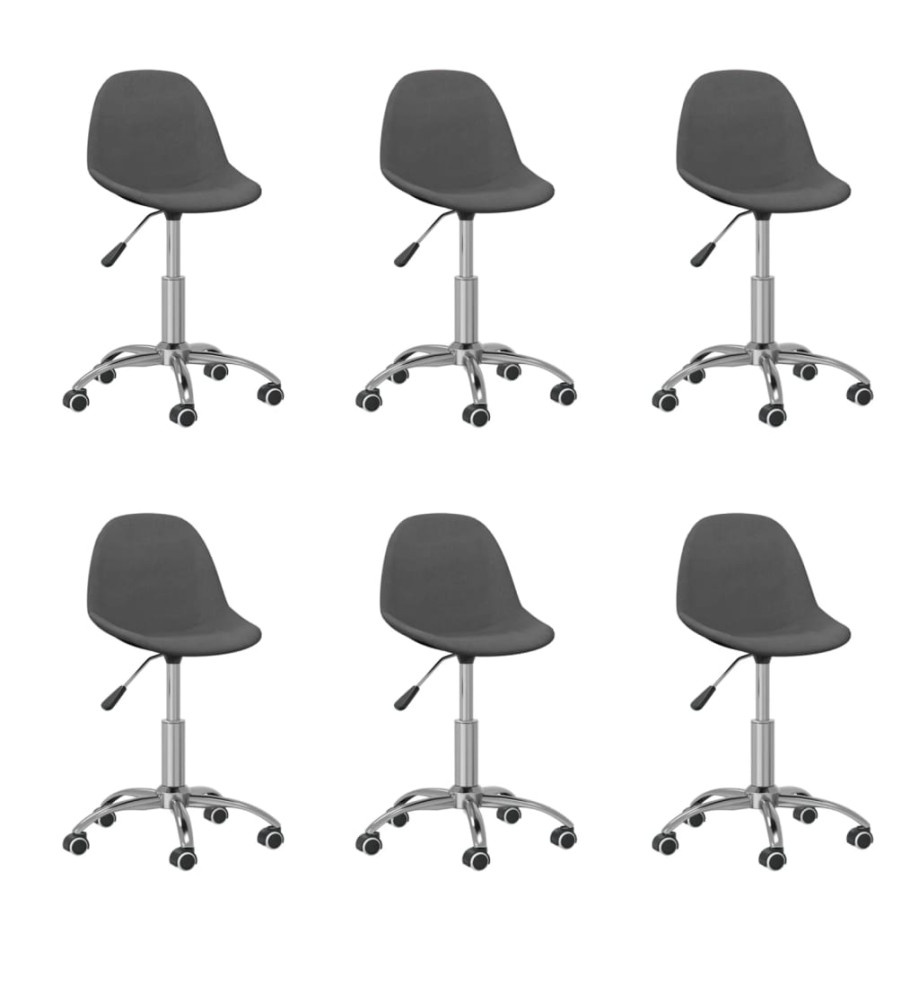 Chaises pivotantes à manger lot de 6 Gris foncé Tissu