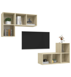 Meubles TV muraux 4 pcs Chêne sonoma Aggloméré