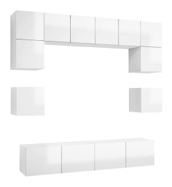 Ensemble de meuble TV 8 pcs Blanc brillant Aggloméré