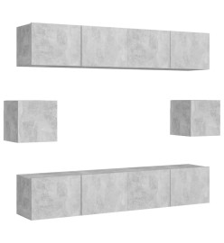 Ensemble de meuble TV 6 pcs Gris béton Aggloméré