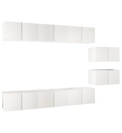 Meubles TV 8 pcs Blanc Aggloméré