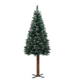 Sapin de Noël mince et LED et boules Vert 180 cm