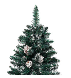 Sapin de Noël mince et LED et boules Vert 180 cm