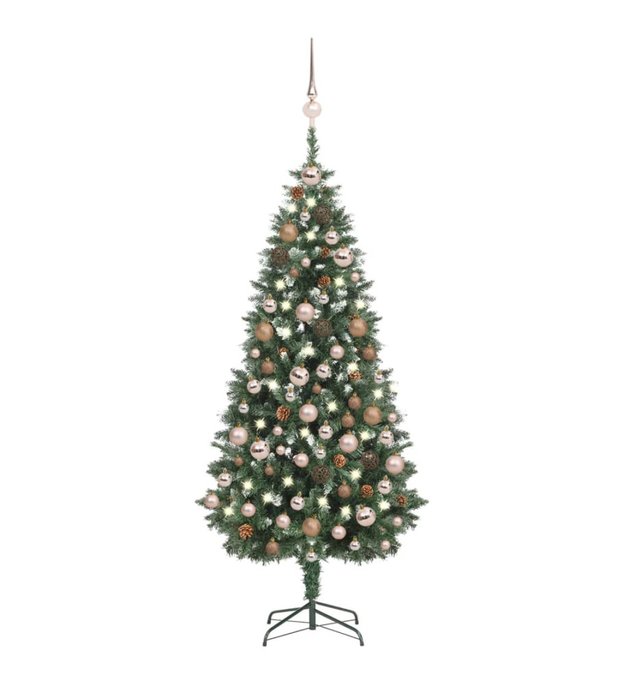 Arbre de Noël artificiel LED et boules et pommes de pin 180 cm