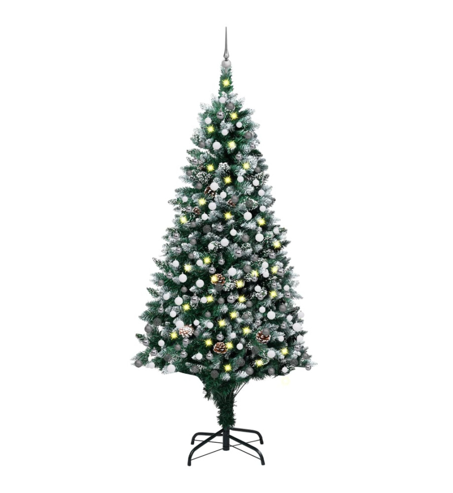 Arbre de Noël artificiel LED et boules et pommes de pin 240 cm