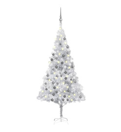 Arbre de Noël artificiel avec LED et boules Argenté 180 cm PET