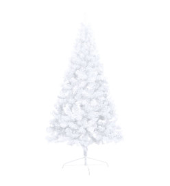 Demi-arbre de Noël artificiel avec LED et boules Blanc 180 cm