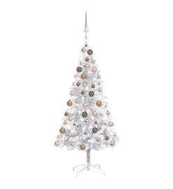 Arbre de Noël artificiel avec LED et boules Argenté 150 cm PET