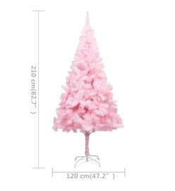 Arbre de Noël artificiel avec LED et boules Rose 210 cm PVC