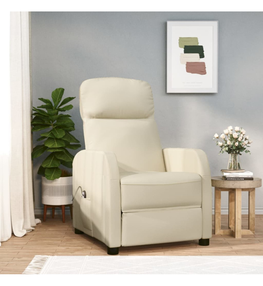 Fauteuil inclinable électrique Blanc crème Similicuir