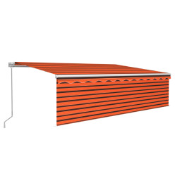 Auvent manuel rétractable avec store 5x3 m Orange et marron