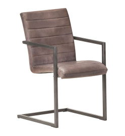 Chaises à manger cantilever lot de 6 marron cuir véritable