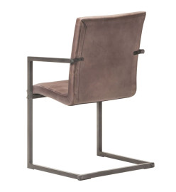 Chaises à manger cantilever lot de 6 marron cuir véritable