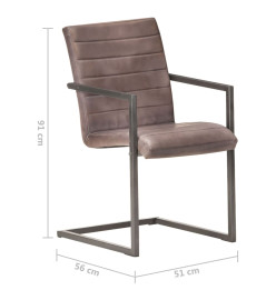 Chaises à manger cantilever lot de 6 marron cuir véritable