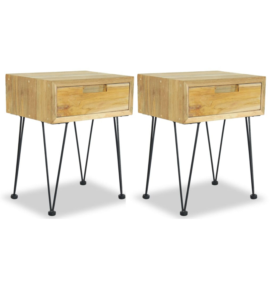 Tables de chevet 2 pcs 40x30x50 cm teck massif