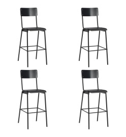 Chaises de bar lot de 4 noir contreplaqué solide et acier