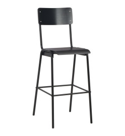 Chaises de bar lot de 4 noir contreplaqué solide et acier