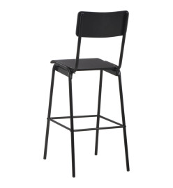 Chaises de bar lot de 4 noir contreplaqué solide et acier