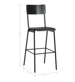 Chaises de bar lot de 4 noir contreplaqué solide et acier