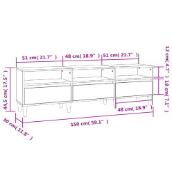 Meuble TV Sonoma gris 150x30x44,5 cm bois d'ingénierie