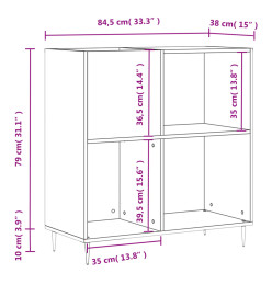 Armoire à disques gris béton 84,5x38x89 cm bois d'ingénierie