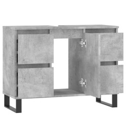 Armoire salle de bain gris béton 80x33x60cm bois d'ingénierie