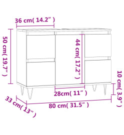 Armoire salle de bain sonoma gris 80x33x60 cm bois d'ingénierie