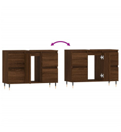 Armoire salle de bain chêne marron 80x33x60cm bois d'ingénierie