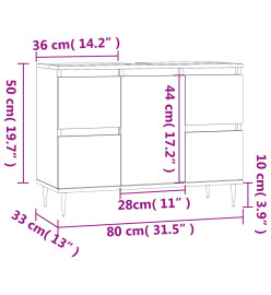 Armoire salle de bain chêne sonoma 80x33x60cm bois d'ingénierie