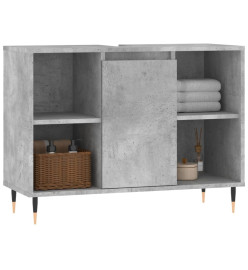 Armoire salle de bain gris béton 80x33x60cm bois d'ingénierie