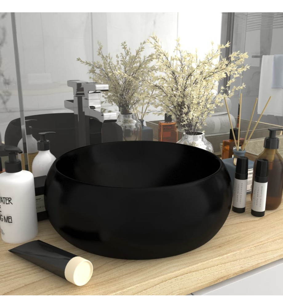 Lavabo rond de luxe Noir mat 40x15 cm Céramique