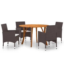 Ensemble de salle à manger de jardin 5 pcs Marron