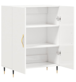 Buffet Blanc brillant 69,5x34x90 cm Bois d'ingénierie