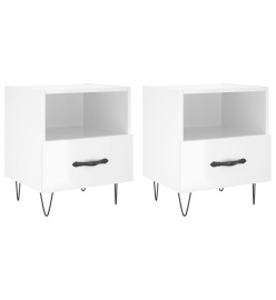 Tables de chevet 2 pcs blanc brillant 40x35x47,5 cm