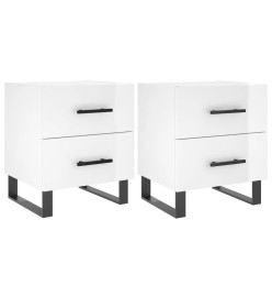 Tables de chevet 2 pcs blanc brillant 40x35x47,5 cm