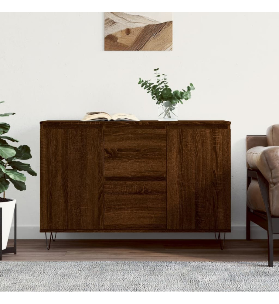 Buffet chêne marron 104x35x70 cm bois d'ingénierie