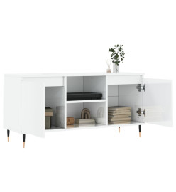 Meuble TV blanc brillant 104x35x50 cm bois d'ingénierie