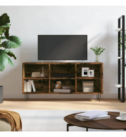 Meuble TV chêne fumé 103,5x30x50 cm bois d'ingénierie