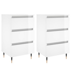 Tables de chevet 2 pcs blanc brillant 40x35x69 cm