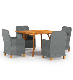 Ensemble de salle à manger de jardin 5 pcs Gris clair