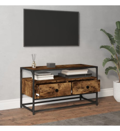 Meuble TV chêne fumé 80x35x45 cm bois d'ingénierie