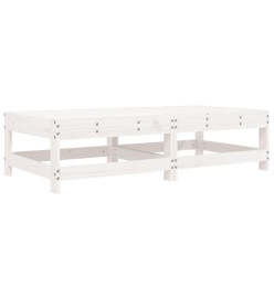 Repose-pieds de jardin coussins 2 pcs blanc bois de pin massif