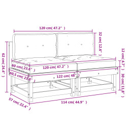 Canapés centraux avec coussins 2 pcs bois massif douglas