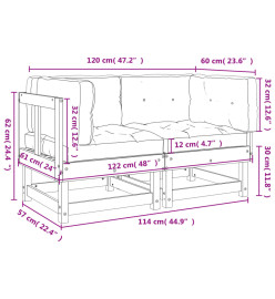 Canapés d'angle avec coussins 2 pcs bois massif douglas