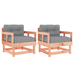 Chaises de jardin avec coussins lot de 2 bois massif douglas